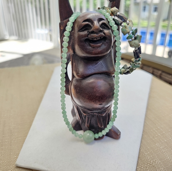 SET!  Aventurine Necklace with Spiral Wire Wrap Gemstone Bracelet  SET! - Picture 5 of 15